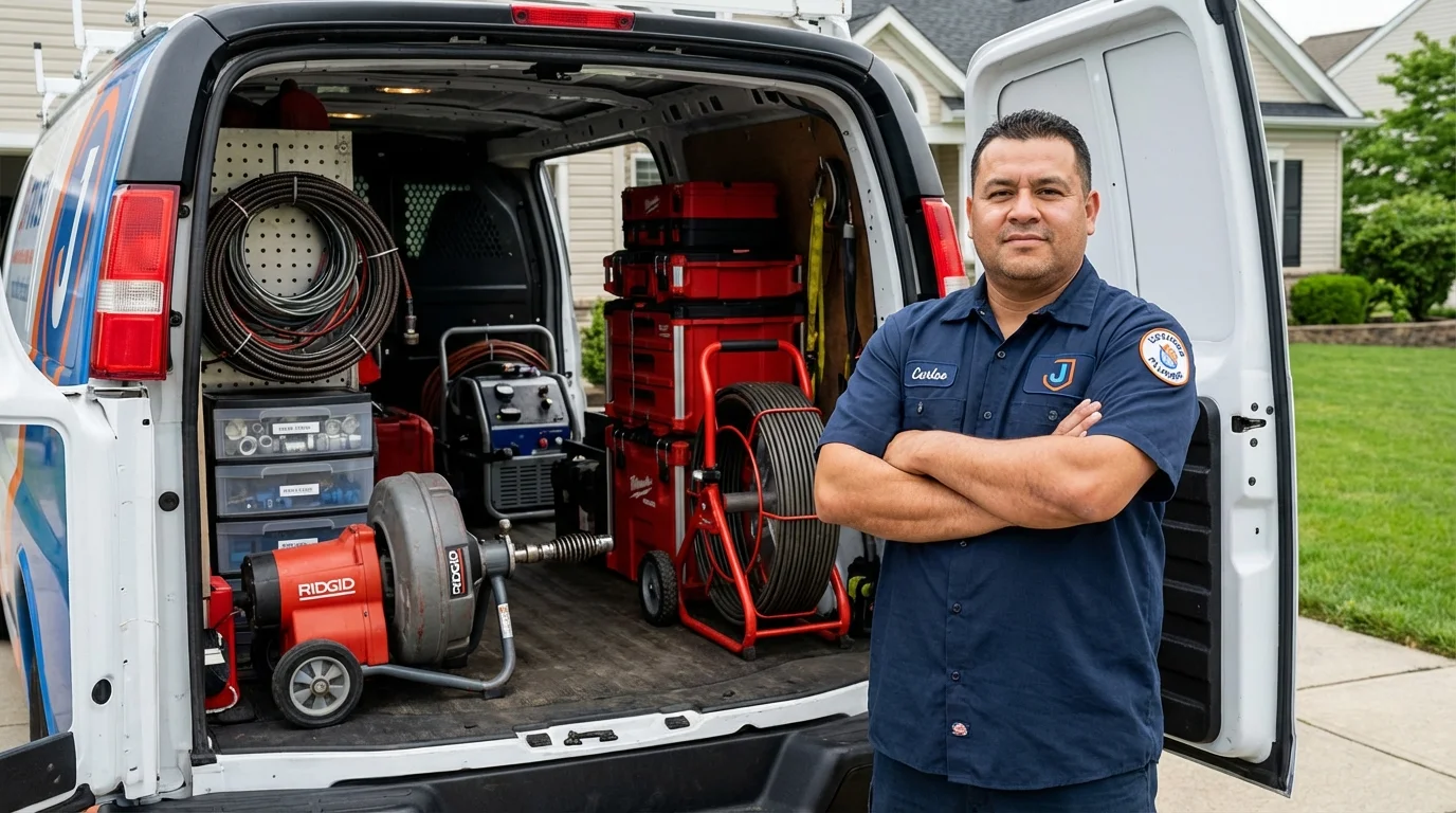 Professional drain cleaning equipment and Johns Plumbing LLC plumber in Wahpeton