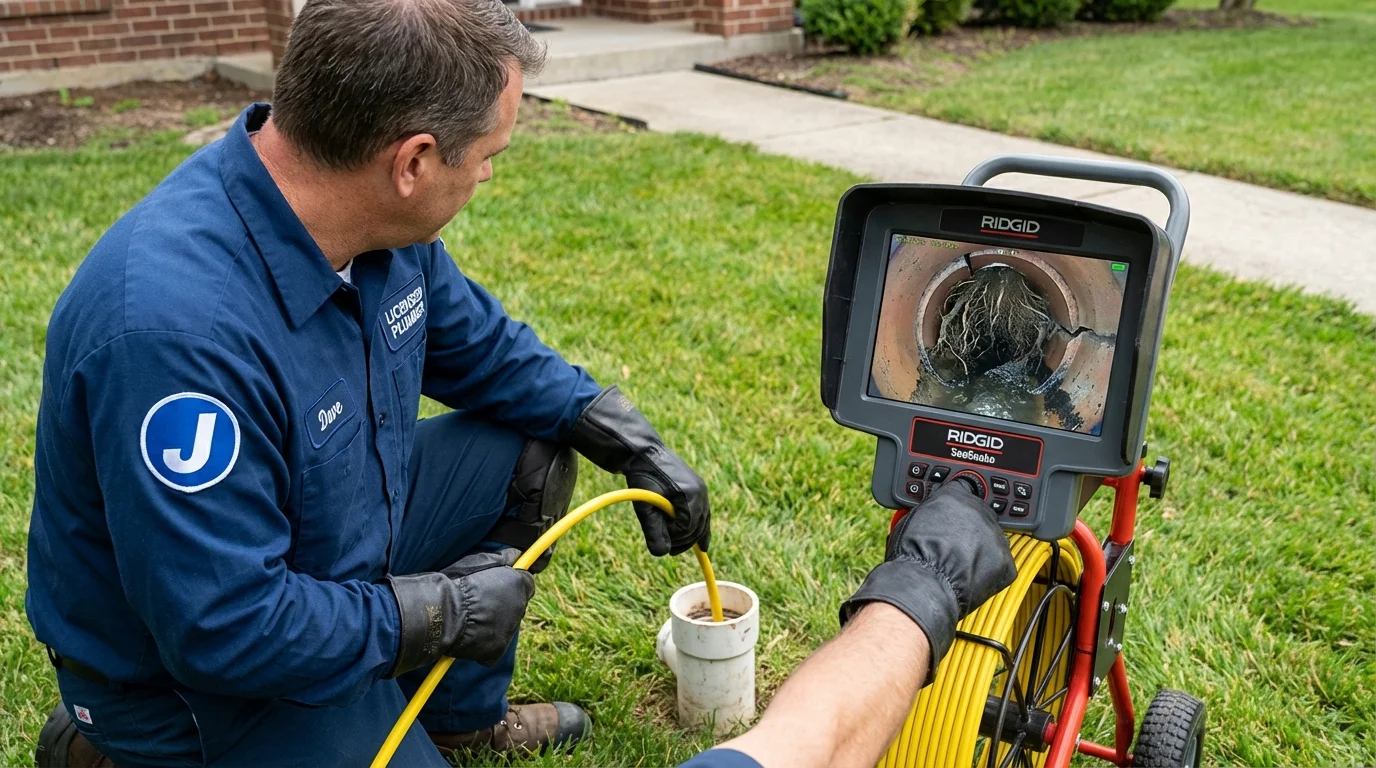 Sewer camera inspection being performed by Johns Plumbing LLC in Wahpeton
